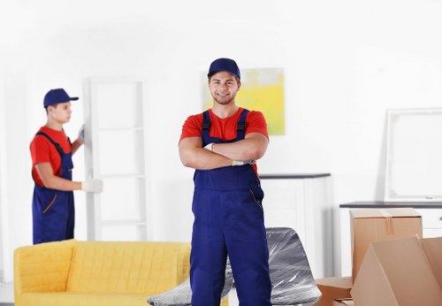 Chiswick office relocation service with desks, boxes, and transport preparation