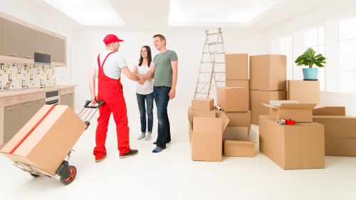 Local office relocation team working in a Chiswick commercial area