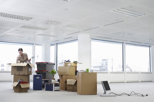 Packed household items ready for transport by moving van